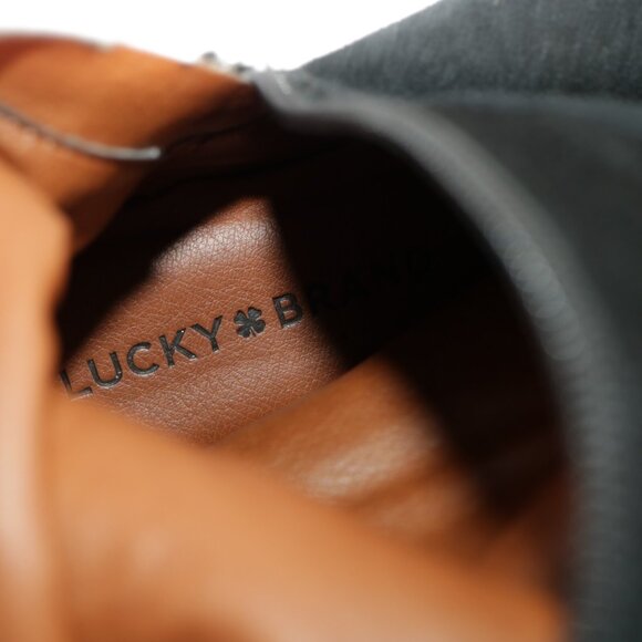 Lucky Brand Womens Harleen Riding Boot Size 6.5 OTK Black Suede Lug Sole Pull On - Picture 11 of 14